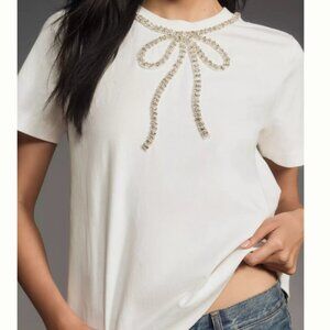 Maeve Short Sleeve Rhinestone Bow Tee